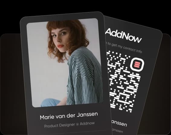 AddNow digital business card and QR sharing interface