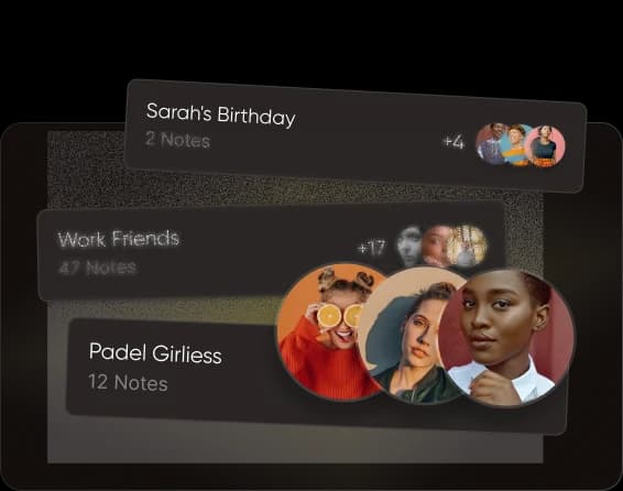 AddNow contact groups and relationship notes interface